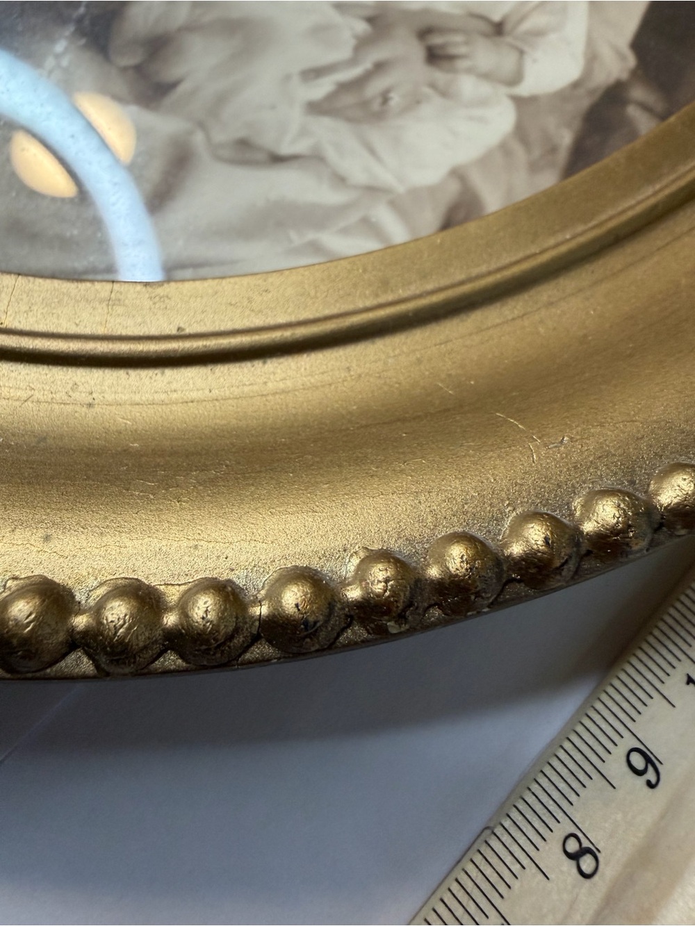 Gold Ornate Oval Picture Frame Beaded Gesso Victorian Edwardian Antique - Picture 9 of 15